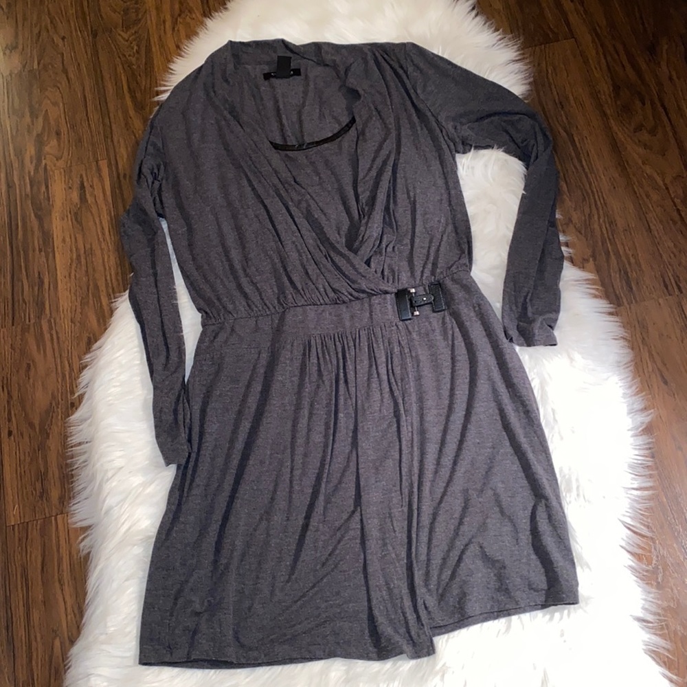 WHBM long sleeved Grey dress with buckle detail